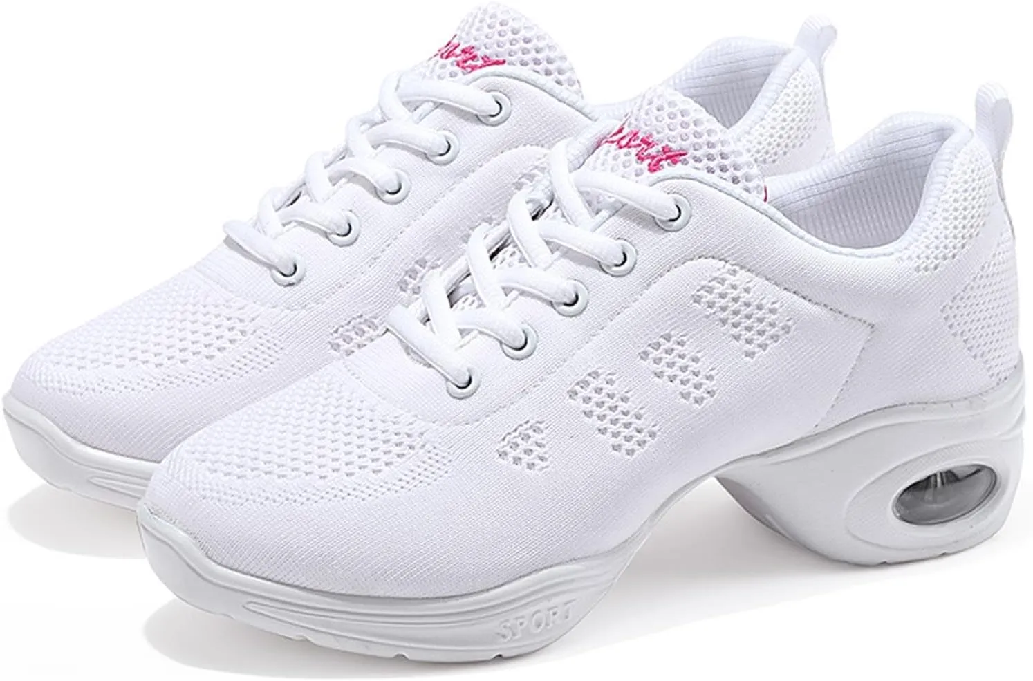 Women's Jazz Shoes Dance Trainers Lace Up Cushion Breathable Ladies Split Sole Dance Sneakers Platform Shoes