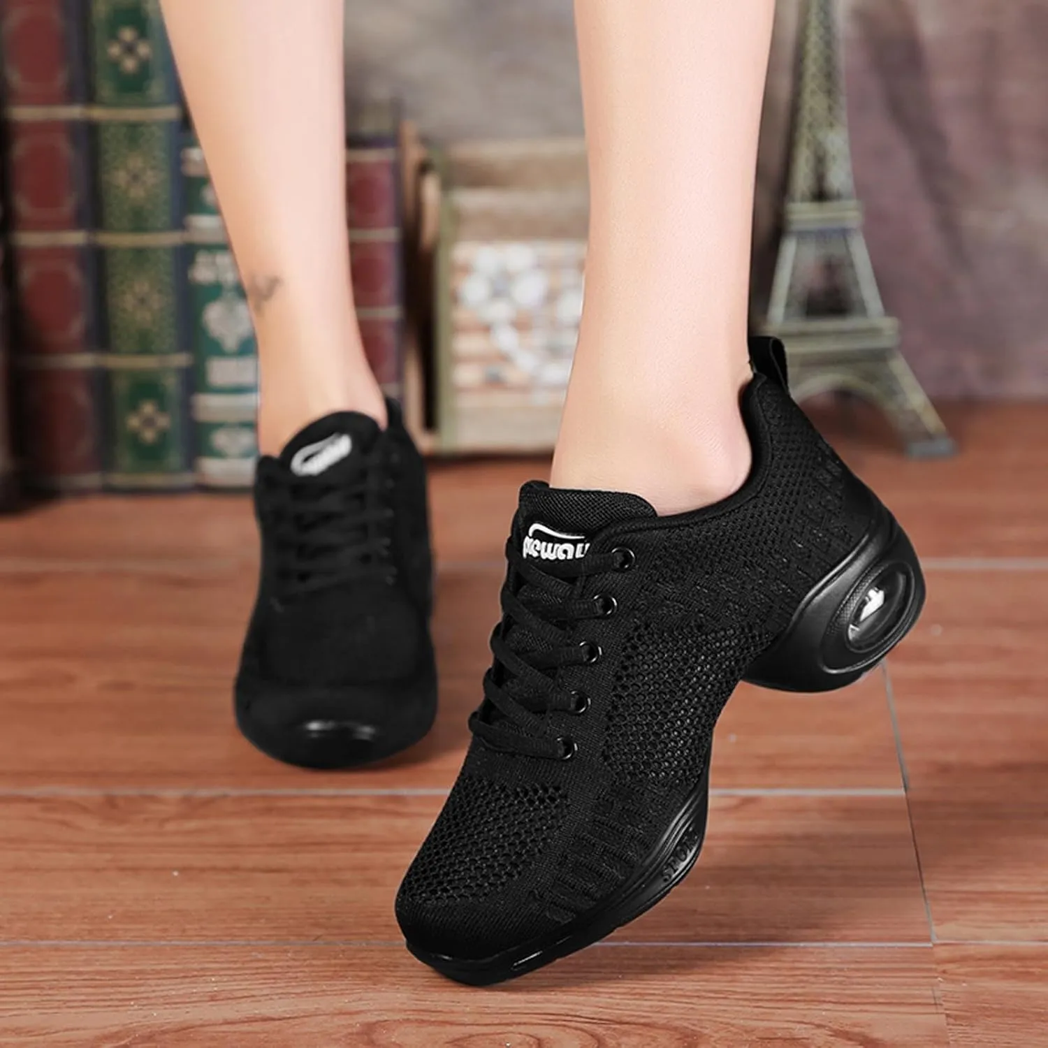 Women's Jazz Shoes Dance Trainers Lace Up Cushion Breathable Ladies Split Sole Dance Sneakers Platform Shoes