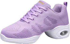 Women's Jazz Shoes Dance Trainers Lace Up Cushion Breathable Ladies Split Sole Dance Sneakers Platform Shoes