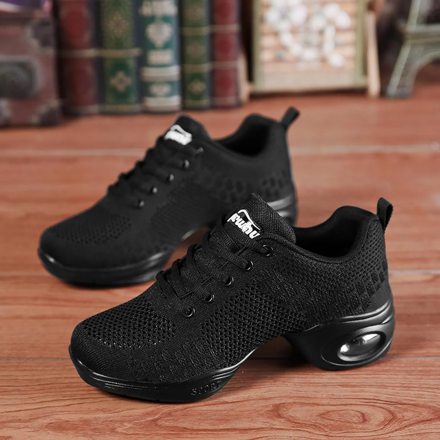 Women's Jazz Shoes Dance Trainers Lace Up Cushion Breathable Ladies Split Sole Dance Sneakers Platform Shoes