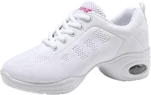 Women's Jazz Shoes Dance Trainers Lace Up Cushion Breathable Ladies Split Sole Dance Sneakers Platform Shoes
