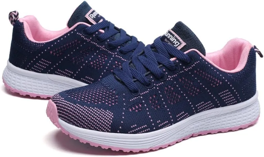 Women's Lace Up Walking Shoes Running Comfortable Tennis Slip On Shoes Women Workout Women's Casual Shoes Walking Sneakers White Tennis Shoe Cross Trainer Shoe