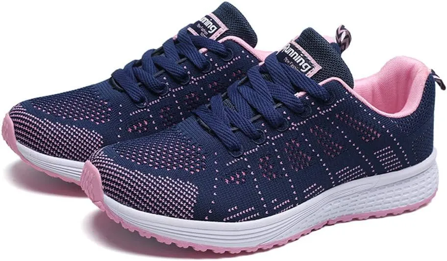Women's Lace Up Walking Shoes Running Comfortable Tennis Slip On Shoes Women Workout Women's Casual Shoes Walking Sneakers White Tennis Shoe Cross Trainer Shoe