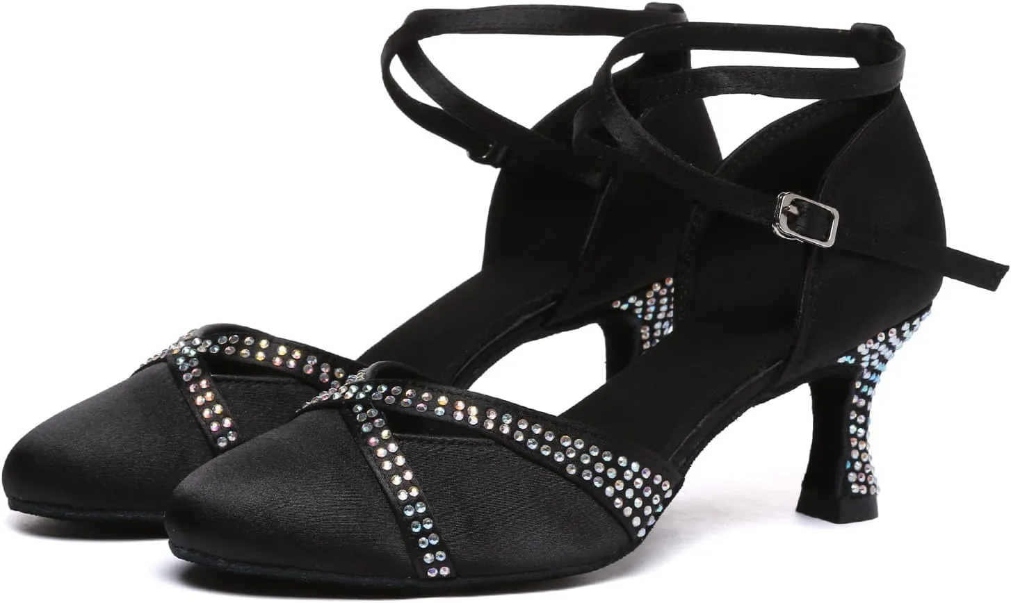 Women's Latin Dance Shoes Closed Toe Performance Tango Salsa Ballroom Shoes,Model D51