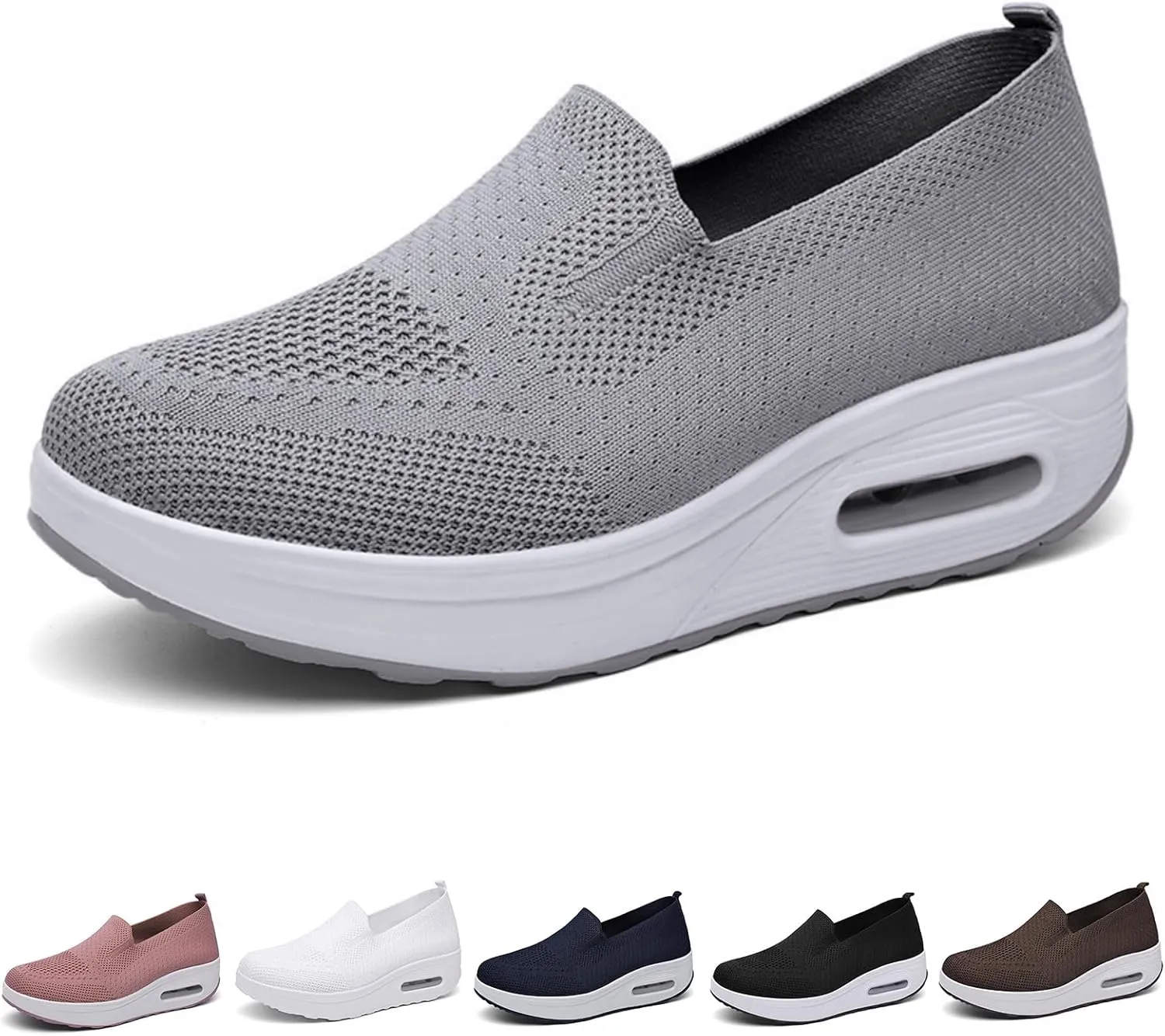 Women's Orthopedic Sneakers Diabetic Casual Walking Wide Shoes Air Cushion Slip on Shoe Breathable Jogging Running Tennis Shoes Mesh Arch Support Lightweight Soft Sneakers