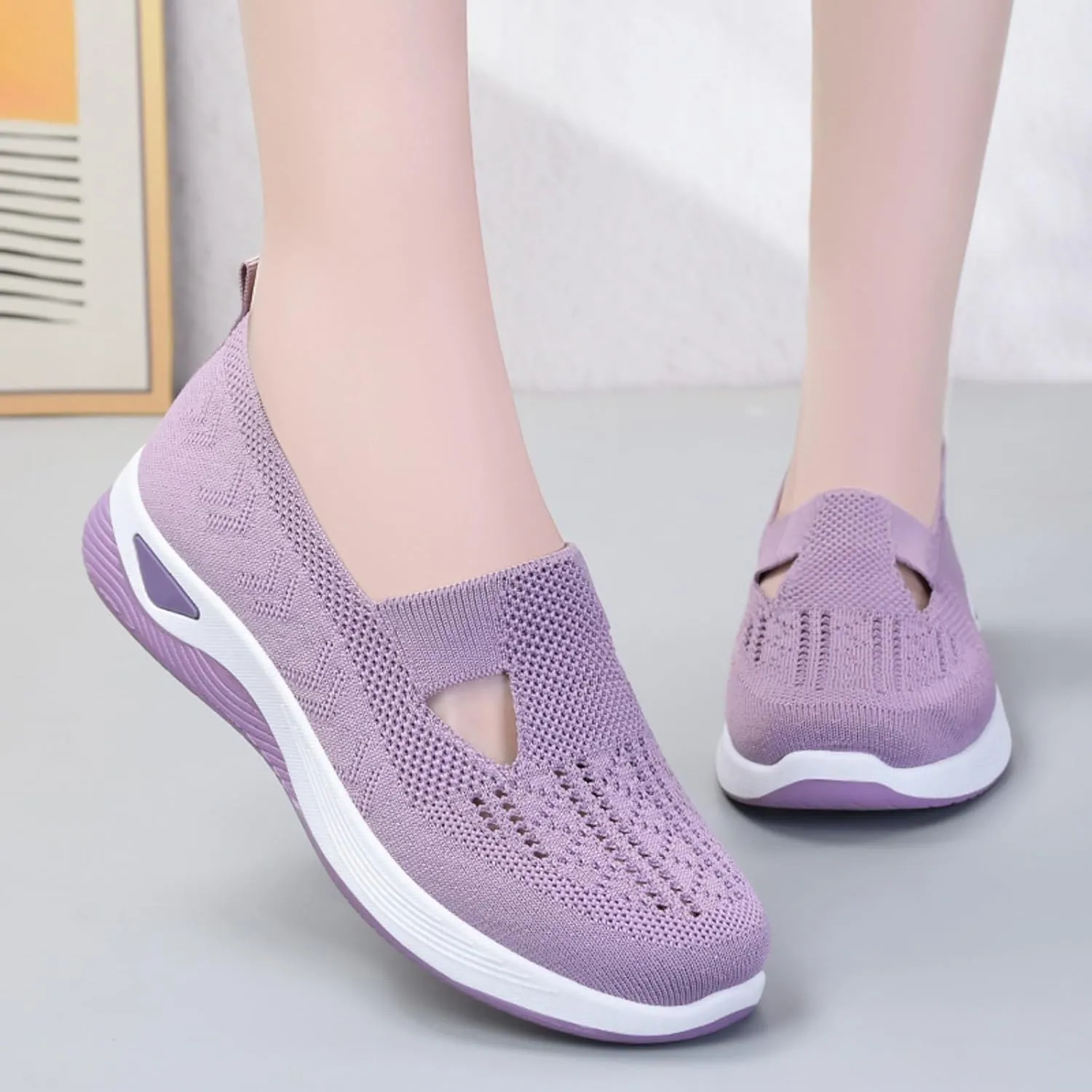 Womens Orthopedic Walking Loafers Slip On Sneakers with Arch Support Comfortable Casual Shoes Plantar Fasciitis Relief Foot Heel Pain Diabetic Feet