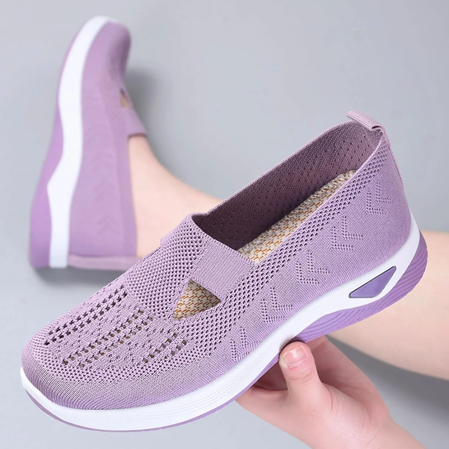 Womens Orthopedic Walking Loafers Slip On Sneakers with Arch Support Comfortable Casual Shoes Plantar Fasciitis Relief Foot Heel Pain Diabetic Feet
