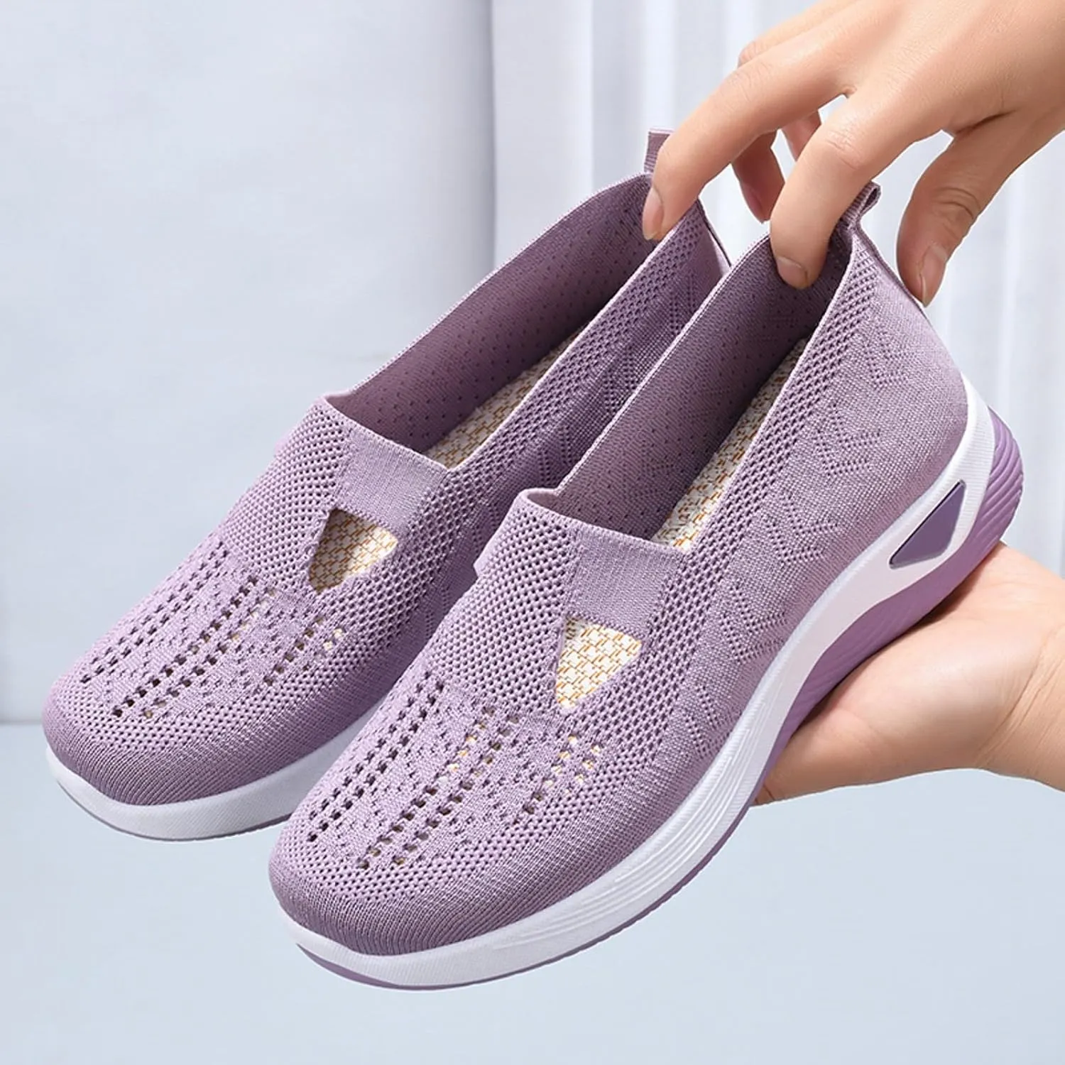 Womens Orthopedic Walking Loafers Slip On Sneakers with Arch Support Comfortable Casual Shoes Plantar Fasciitis Relief Foot Heel Pain Diabetic Feet