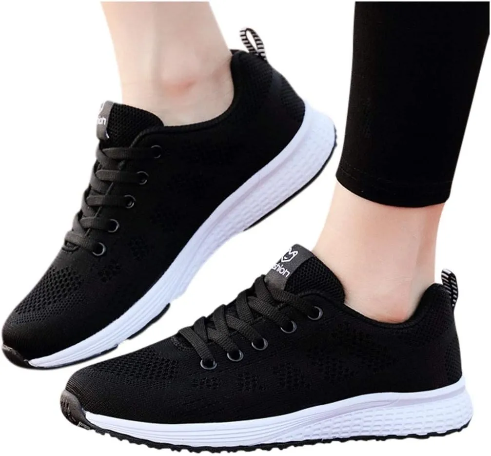 Womens Sneakers Air Cushion Running Shoes Lace Up Tennis Shoes Womens Mesh Dressy Casual Shoes Men's Fashion Sneakers Red Tennis Shoe Trainers Shoe
