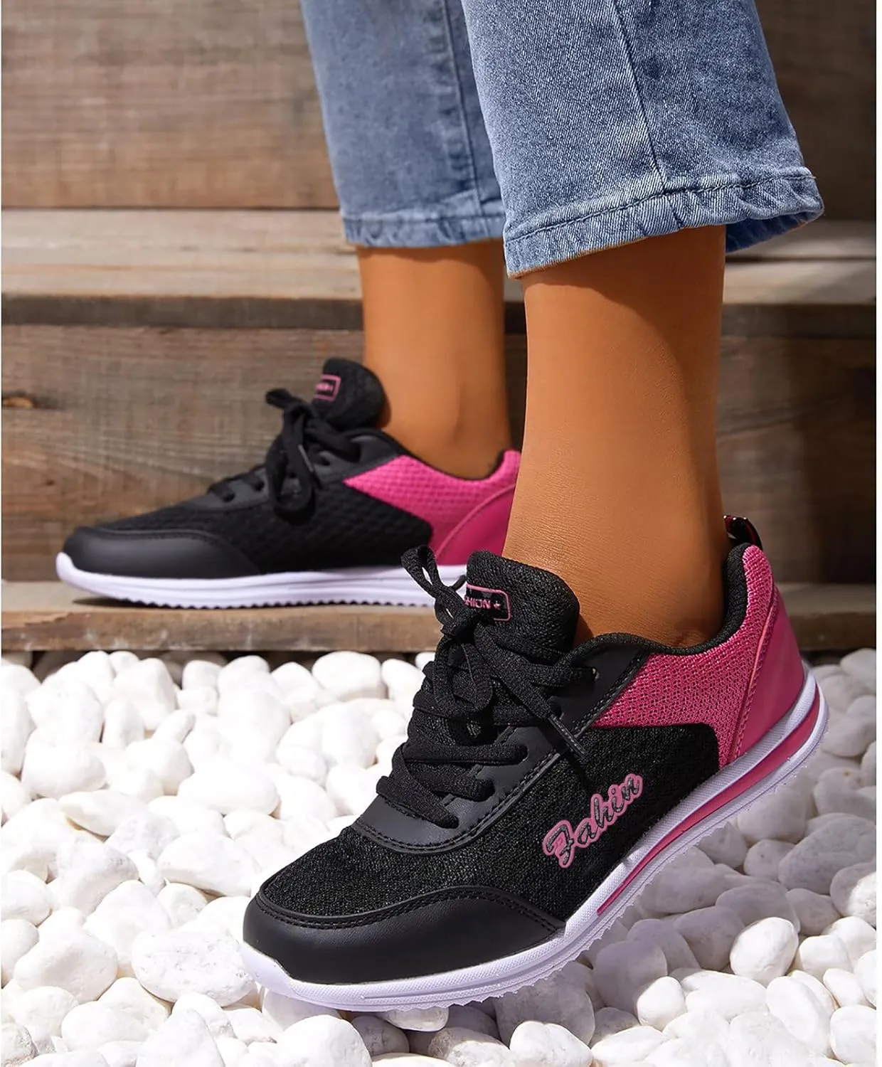 Womens Walking Shoes Lace Up Lightweight Memory Foam Cheer Tennis Shoes Men Slip On Slip On Shoes Casual Slip On Sneakers Waterproof Tennis Shoe Trainers Shoe