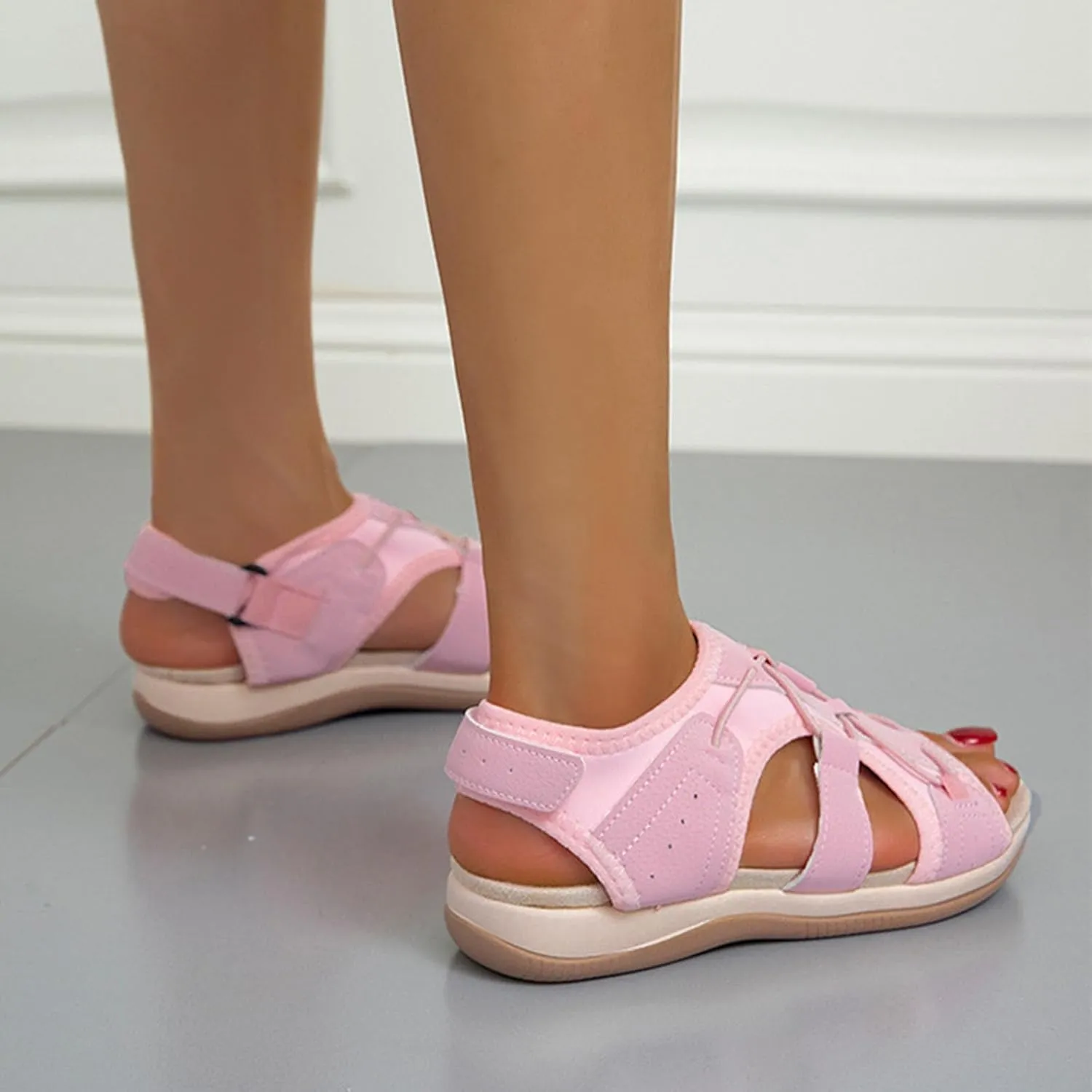 Women's Wedge Heel With Arch Support Low Top Round Toe Casual Sandals For Hiking Outdoor Walking Summer Platform Athletic Shoes Women