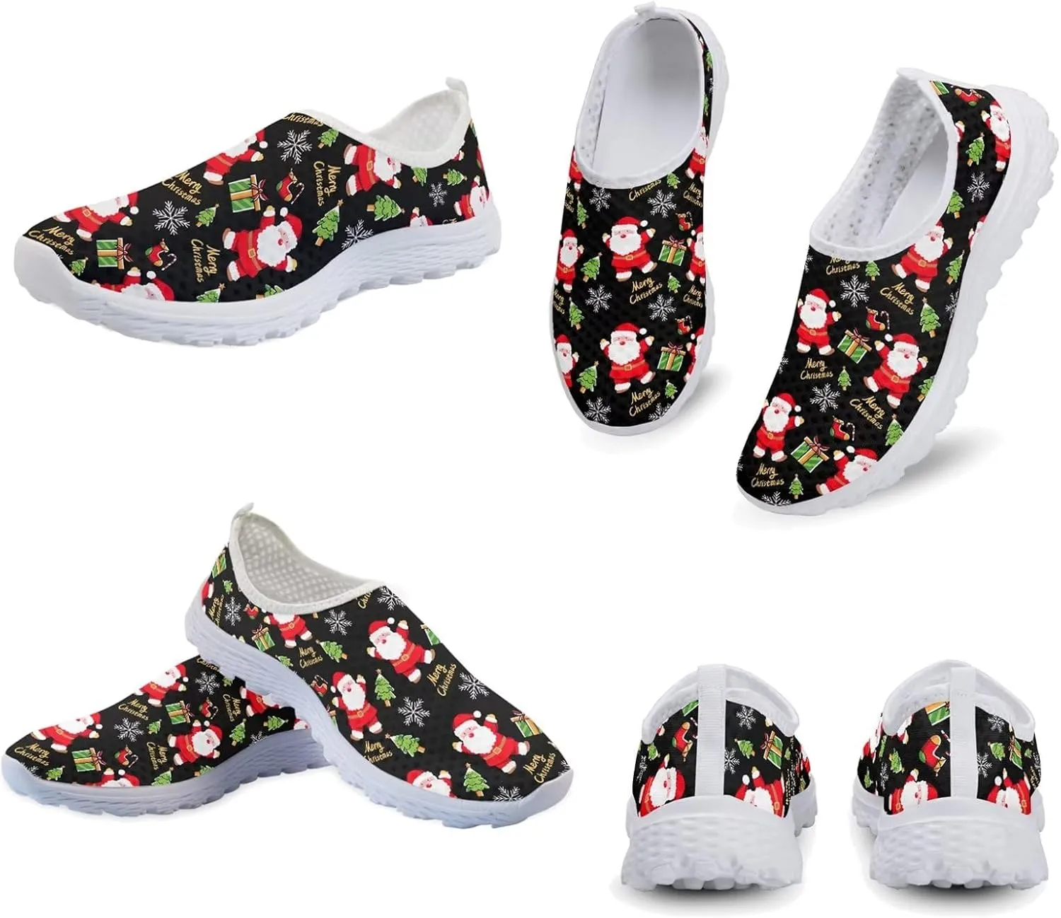Xpyiqun Christmas Shoes Women Casual Slip On Sneakers Xmas Walking Tennis Shoe Loafers