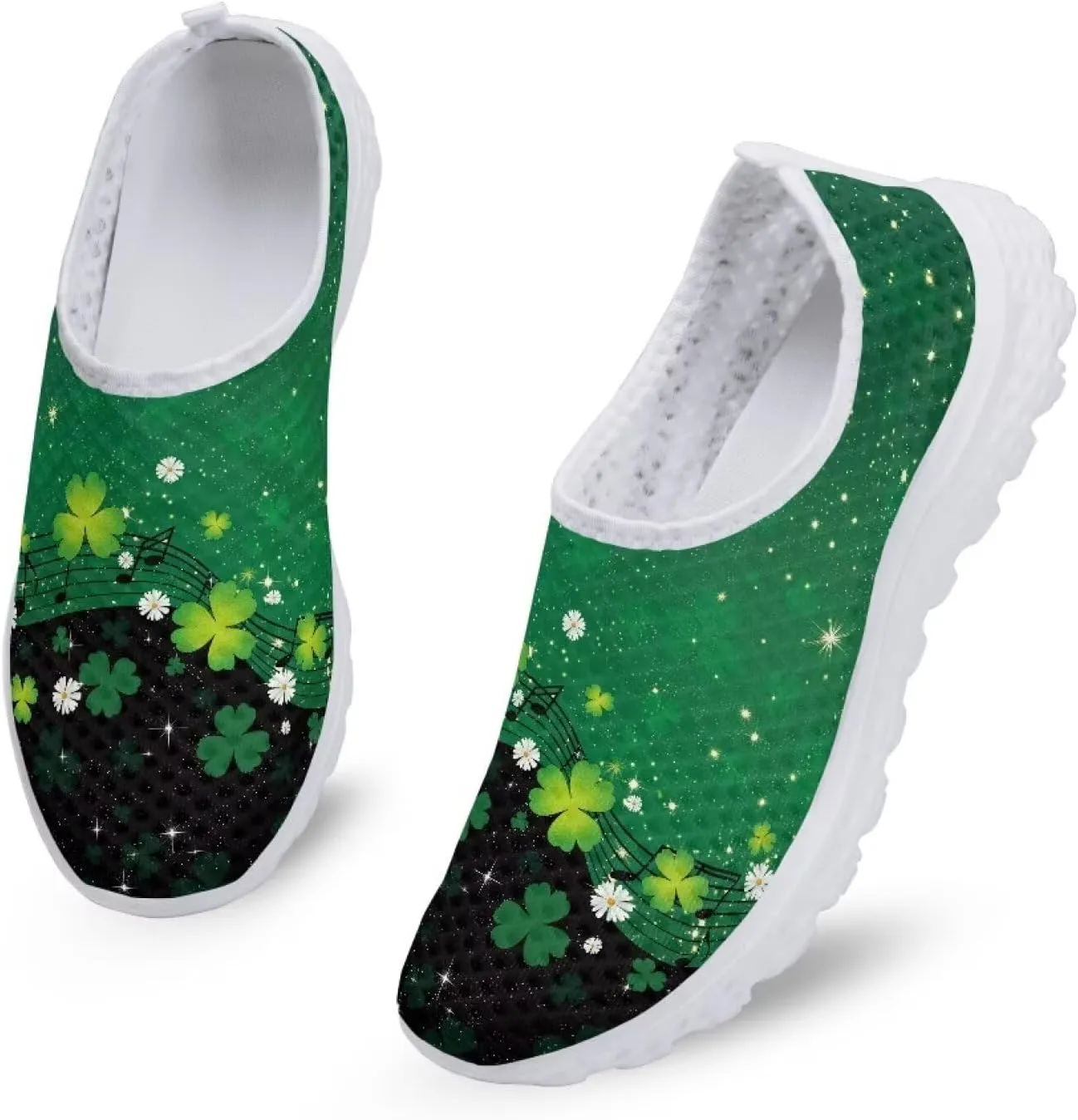 Xpyiqun St Patricks Day Sport Sneakers Walking Slip On Shoes Women Road Running Loafers Size 5.5-11.5