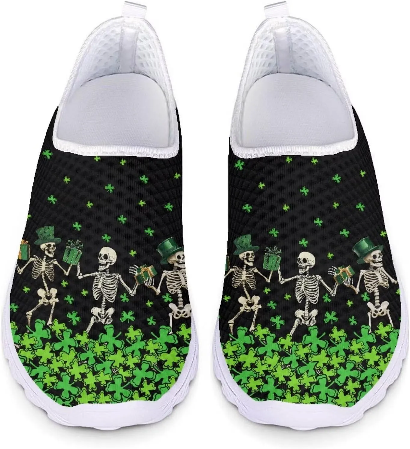 Xpyiqun St Patricks Day Sport Sneakers Walking Slip On Shoes Women Road Running Loafers Size 5.5-11.5