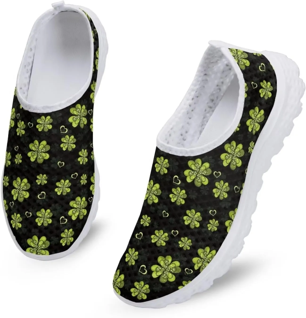 Xpyiqun St Patricks Day Sport Sneakers Walking Slip On Shoes Women Road Running Loafers Size 5.5-11.5