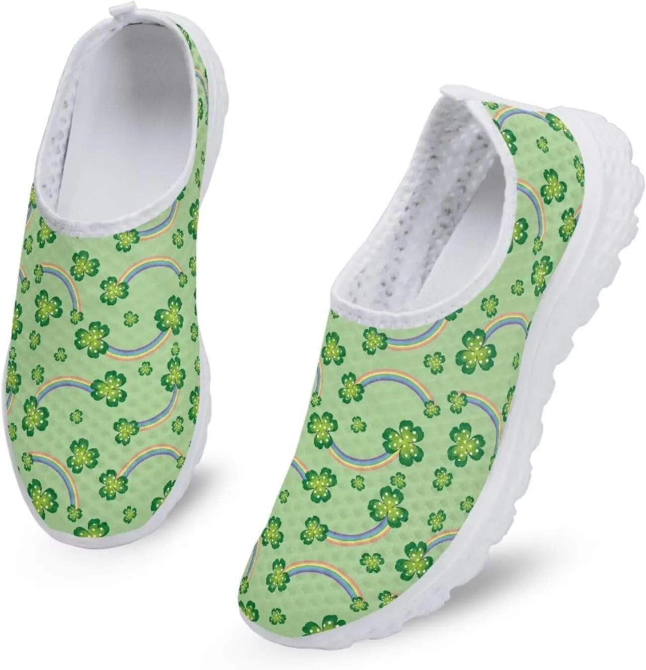 Xpyiqun St Patricks Day Sport Sneakers Walking Slip On Shoes Women Road Running Loafers Size 5.5-11.5