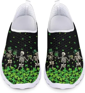 Xpyiqun St Patricks Day Sport Sneakers Walking Slip On Shoes Women Road Running Loafers Size 5.5-11.5