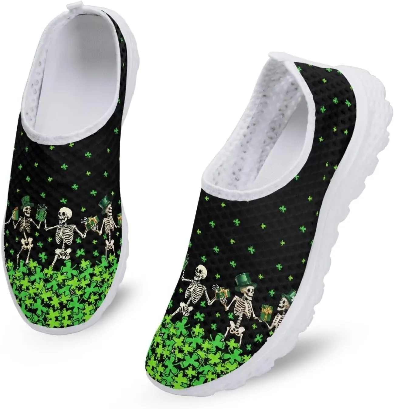 Xpyiqun St Patricks Day Sport Sneakers Walking Slip On Shoes Women Road Running Loafers Size 5.5-11.5