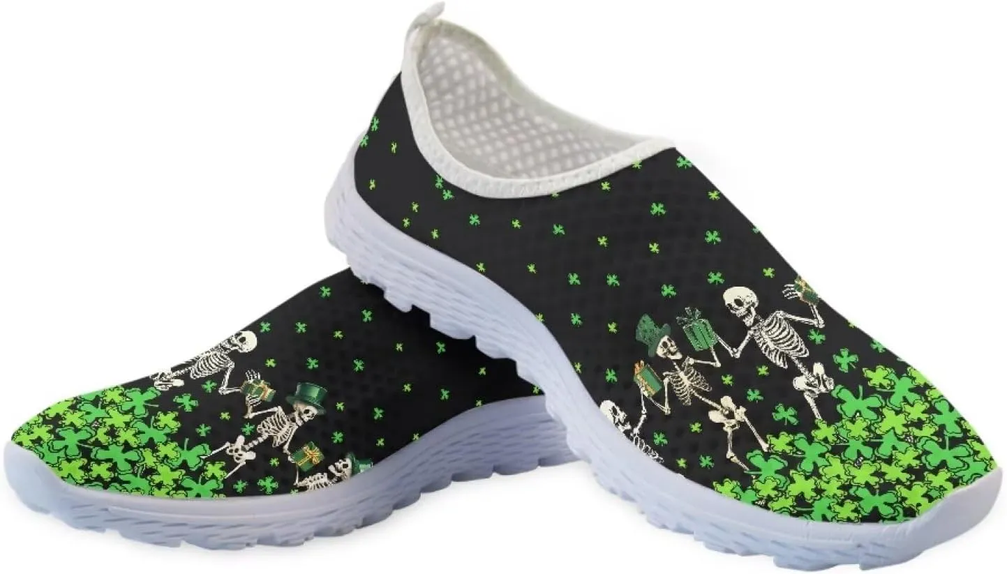 Xpyiqun St Patricks Day Sport Sneakers Walking Slip On Shoes Women Road Running Loafers Size 5.5-11.5
