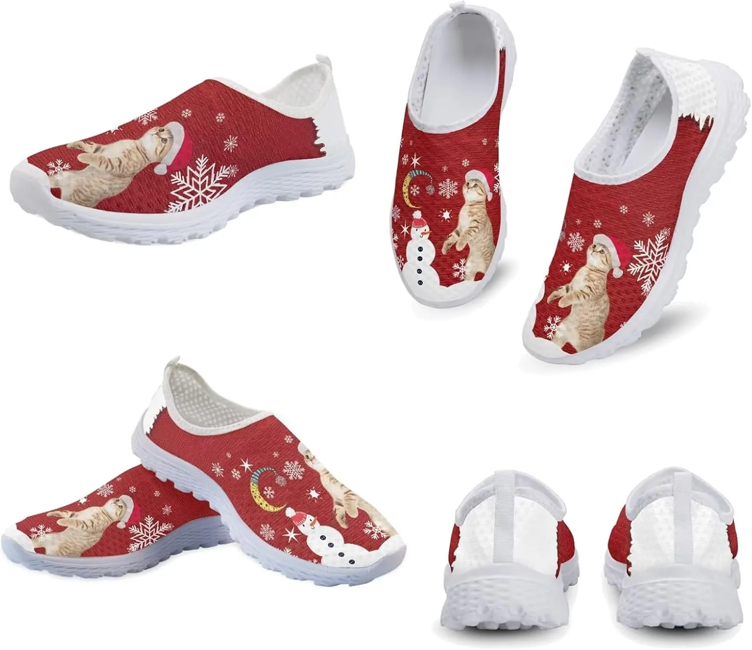 Xpyiqun Womens Christmas Sneakers Slip On Tennis Shoes Xmas Gifts Yoga Running Sneaker Loafers
