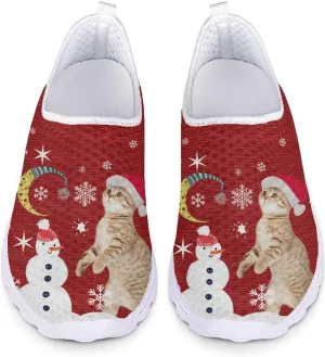 Xpyiqun Womens Christmas Sneakers Slip On Tennis Shoes Xmas Gifts Yoga Running Sneaker Loafers