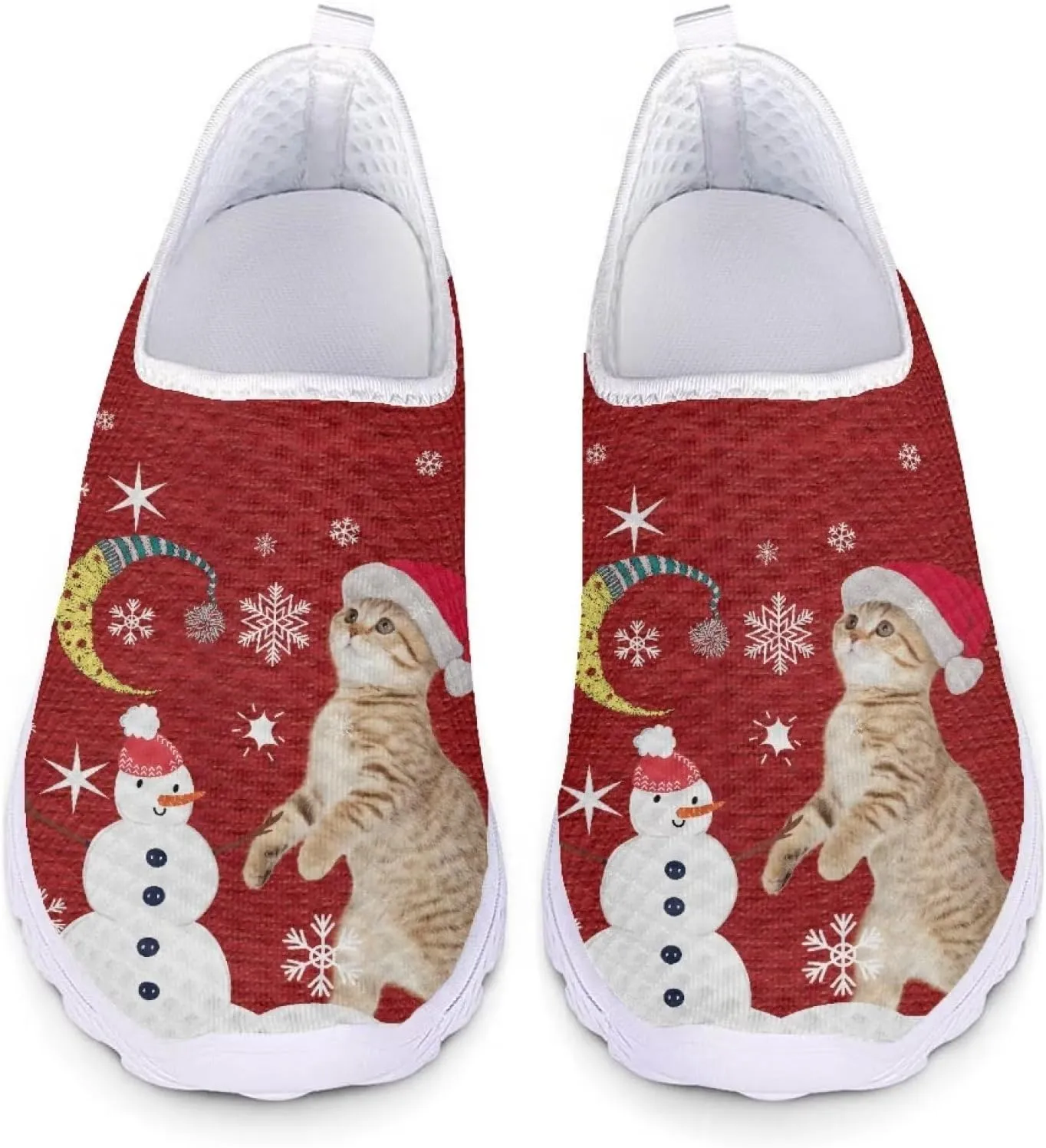 Xpyiqun Womens Christmas Sneakers Slip On Tennis Shoes Xmas Gifts Yoga Running Sneaker Loafers