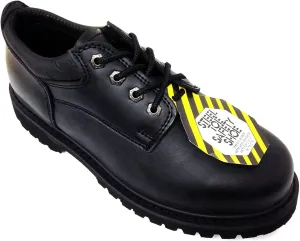 Z-7426 Men's Steel Toe Work Boots Black Leather 4" Oxfords Oil Resistant Shoes Width: Wide (W or 2E)