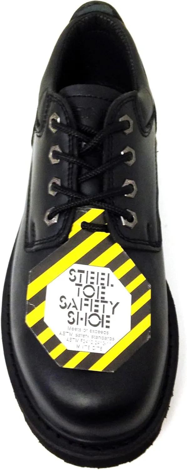 Z-7426 Men's Steel Toe Work Boots Black Leather 4" Oxfords Oil Resistant Shoes Width: Wide (W or 2E)